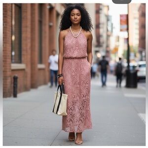 Sweet Storm Blush Lace Maxi Dress